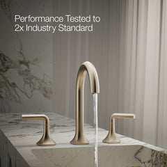 Kohler Occasion Sink Spout with Cane Design Single Hole Bathroom Faucet with Drain Assembly in Vibrant Brushed Bronze | product photo