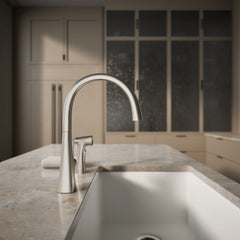 Kohler Graze Kitchen Sink Swing Spout Faucet With Sidespray in Vibrant Stainless | product photo