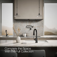 Kohler Graze Wall-Mount Pot Filler Faucet, Swing Arm Kitchen Pot Filler Faucet in Matte Black | product photo