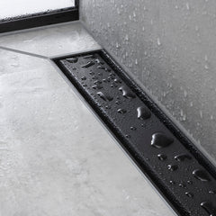 RainDrain Match Trim Zero/ Tile 47 1/4" with Height Adjustable Frame in Matte Black | detail photo