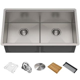 Kore™ Workstation 33-inch L Undermount 16 Gauge Stainless Steel Kitchen Sink with Accessories in Satin