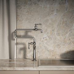 Artifacts Single-Hole Deck-Mount Pot Filler with Extended Spout in Polished Chrome | product photo