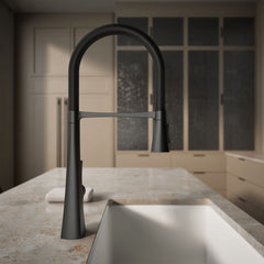 Kohler Graze Single-Handle Semi-Professional Kitchen Sink Faucet With 24-5/16-In Spout in Matte Black | product photo