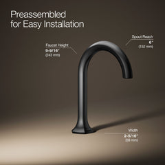 Kohler Occasion Bathroom Sink Spout with Cane Design with Drain Assembly in Matte Black | product photo