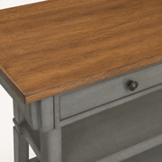 Closer | oak-wood grain and the antique-gray scored, rubbed-through apron edge