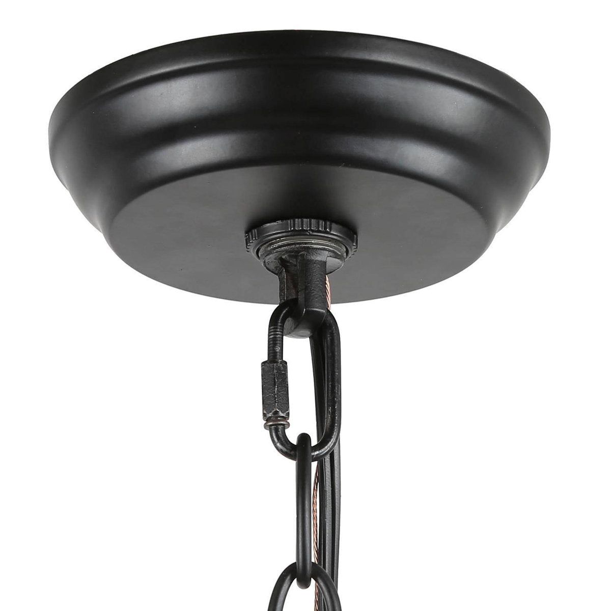 Farmhouse Chandelier, 5 Lights, Wood with Matte Black Finish