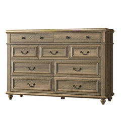 Farmhouse Dresser, 54 Inch Wide, Solid and Manufactured Wood with Wood Handles