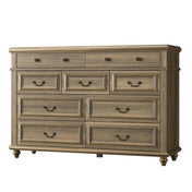 Farmhouse Dresser, 54 Inch Wide, Solid and Manufactured Wood with Wood Handles