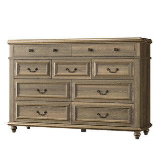 Farmhouse Dresser, 54 Inch Wide, Solid and Manufactured Wood with Wood Handles