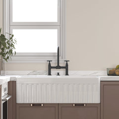 Farmhouse Kitchen Sink, 50/50 Double Bowl, Fireclay, White