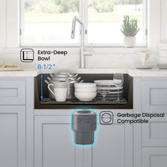 Farmhouse Kitchen Sink, Apron Front, Single Bowl, Fireclay, 36 Inch, Matte Black