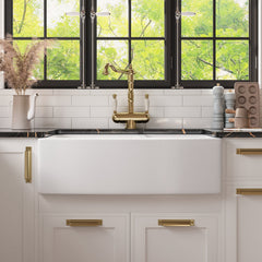 Farmhouse Kitchen Sink, Eclipse, 33 in. Double Bowl, Ceramic, White