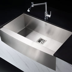 Farmhouse Kitchen Sink, Elysian, 36 in. Single Bowl in Brushed Satin