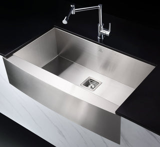 Farmhouse Kitchen Sink, Elysian, 36 in. Single Bowl in Brushed Satin