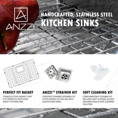 Farmhouse Kitchen Sink, Elysian, 36 in. Single Bowl in Brushed Satin