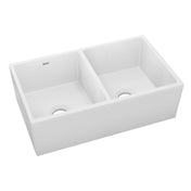Farmhouse Kitchen Sink, Fireclay, Double Basin, 33 Inch, White Gloss