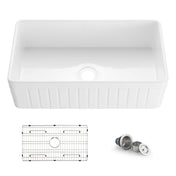 Farmhouse Kitchen Sink, Pillar, Single Bowl in Fireclay