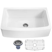 Farmhouse Kitchen Sink, Prisma, 36 in. Single Bowl in Matte White