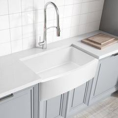 Farmhouse Kitchen Sink, Prisma, 36 in. Single Bowl in Matte White
