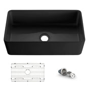 Farmhouse Kitchen Sink, Pure, Fireclay Single Bowl in Matte Black