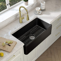 Farmhouse Kitchen Sink, Pure, Fireclay, Single Bowl, 33 in., Matte Black
