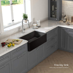 Farmhouse Kitchen Sink, Pure, Fireclay, Single Bowl, 33 in., Matte Black