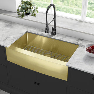 Farmhouse Kitchen Sink, Rivage, 36 x 21 Single Basin in Gold