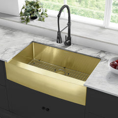 Farmhouse Kitchen Sink, Rivage, 36 x 21 Single Basin in Gold