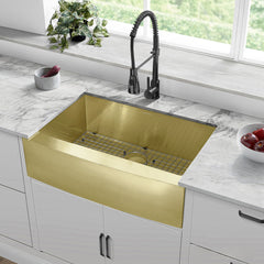 Farmhouse Kitchen Sink, Rivage, Single Basin in Gold