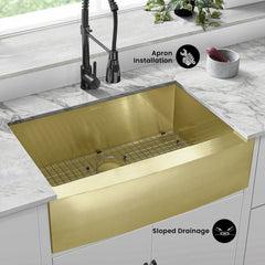 Farmhouse Kitchen Sink, Rivage, Single Basin in Gold