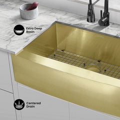 Farmhouse Kitchen Sink, Rivage, Single Basin in Gold