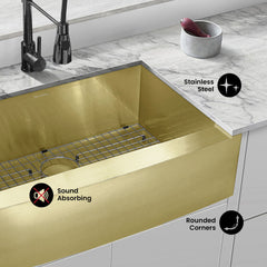 Farmhouse Kitchen Sink, Rivage, Single Basin in Gold
