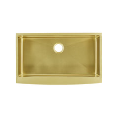 Farmhouse Kitchen Sink, Rivage, Single Basin in Gold Stainless Steel