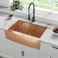 Farmhouse Kitchen Sink, Rivage, Single Basin in Rose Gold