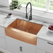 Farmhouse Kitchen Sink, Rivage, Single Basin in Rose Gold