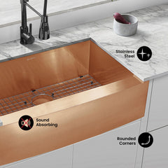 Farmhouse Kitchen Sink, Rivage, Single Basin in Rose Gold