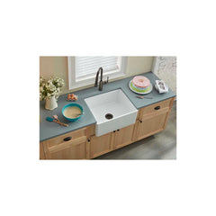 Farmhouse Kitchen Sink, Single Bowl, Fireclay, 25 x 19 In, White