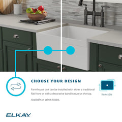 Farmhouse Kitchen Sink, Single Bowl, Fireclay, 25 x 19 In, White