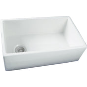 Farmhouse Kitchen Sink, Single Bowl, Fireclay, 29.75 In., White