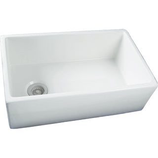 Farmhouse Kitchen Sink, Single Bowl, Fireclay, 29.75 In., White
