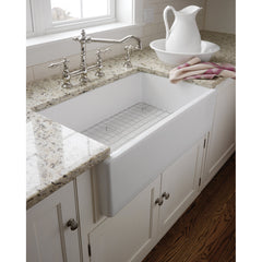 Farmhouse Kitchen Sink, Single Bowl, Fireclay, 29.75 In. L, White