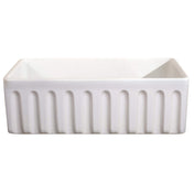 Farmhouse Kitchen Sink, Single Bowl Fireclay Apron Front in White