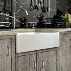 Farmhouse Kitchen Sink, Single Bowl, Fireclay, 36 Inch, White
