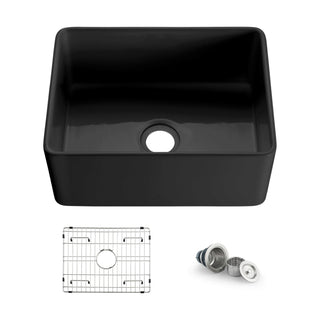 Farmhouse Kitchen Sink, Single Bowl, Fireclay, Matte Black