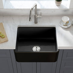 Farmhouse Kitchen Sink, Single Bowl, Fireclay, Matte Black