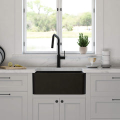 Farmhouse Kitchen Sink, Single Bowl, Fireclay, Matte Black