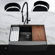 Farmhouse Kitchen Sink, Tourner, Single Basin in Black