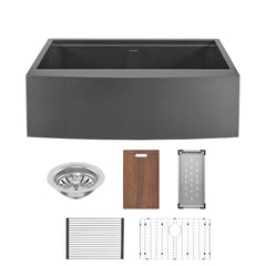 Farmhouse Kitchen Sink, Tourner, Single Basin in Black