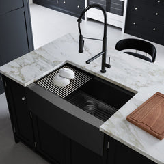 Farmhouse Kitchen Sink, Tourner, Single Basin in Black