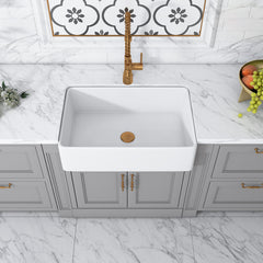 Farmhouse Kitchen Sink, Treviso, Single Bowl, Ceramic, 30 in, White